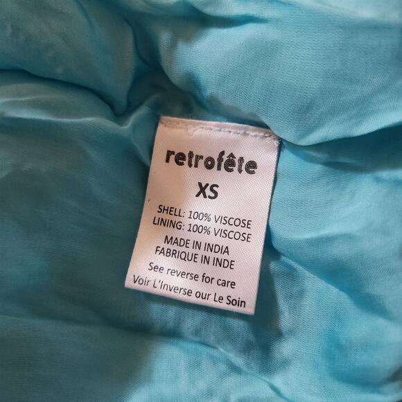 Retrofete Gabrielle Robe Dress in Blue Sequins Size XS NWOT Long Sleeve Belt - Picture 11 of 13